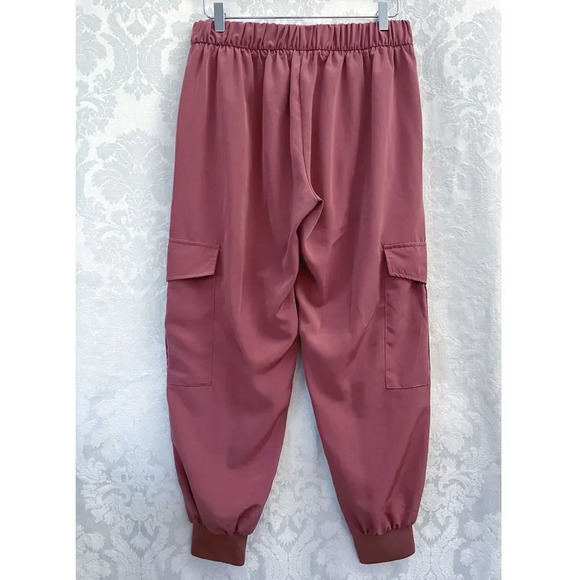 Zara Women’s Pull-On Cargo Pants In Dusty Rose Color Size M GUC Elastic Waist - Picture 5 of 8